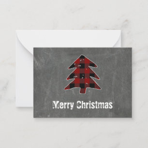 Blank Red Buffalo Plaid Merry Christmas Thank You Card