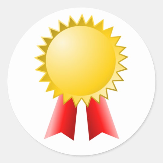 vector award sticker red and round gold sticker award ribbon star blank classic