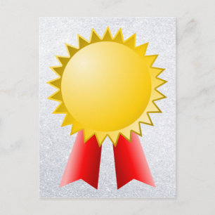 blank red ribbon and gold star award postcard