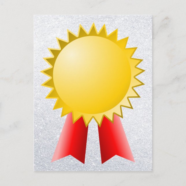 blank red ribbon and gold star award postcard (Front)