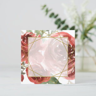 Blank Red rose and gold wedding Invitation