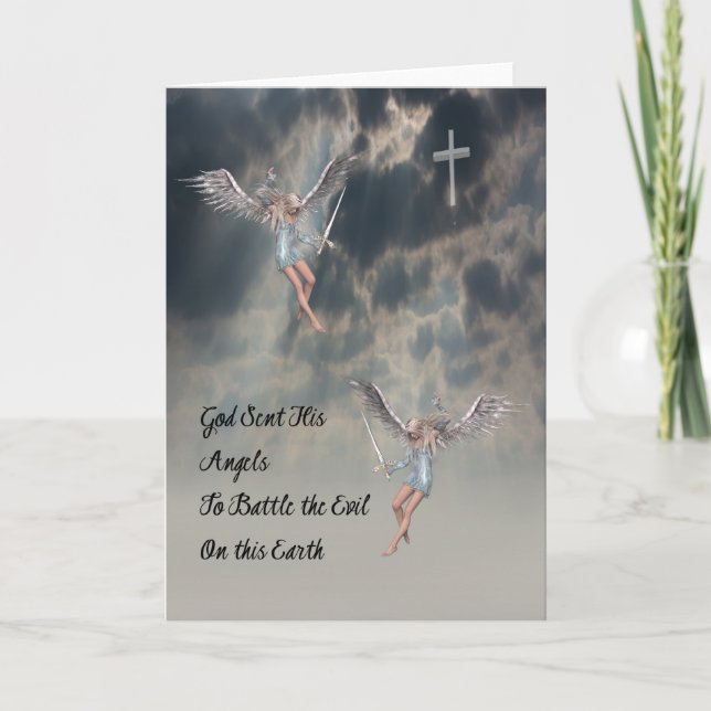Blank Religious Note Card with Angels (Front)