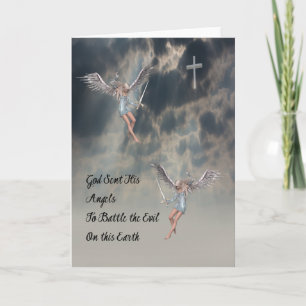 Blank Religious Note Card with Angels