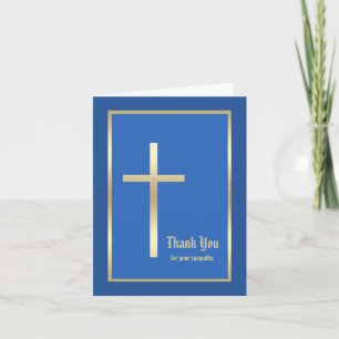 Blank Religious Sympathy Thank You Note Card, Blue Card