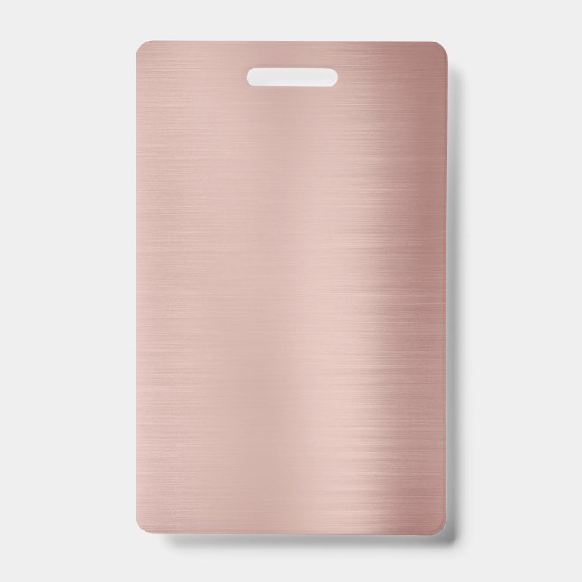 Blank Rose Gold Template Custom text photo image ID Badge (Front)