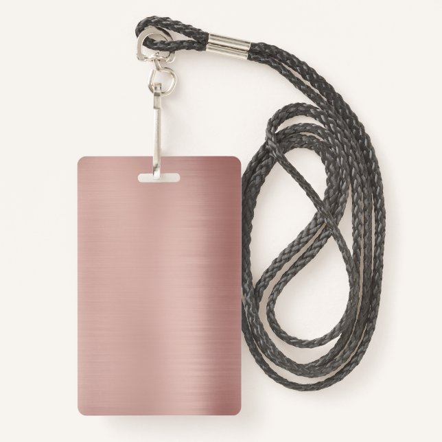 Blank Rose Gold Template Custom text photo image ID Badge (Front with Lanyard)