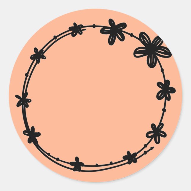 Blank Round outline floral spice jar Label Sticker (Front)