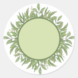 Blank Round watercolor green leaf Spice jar Labels