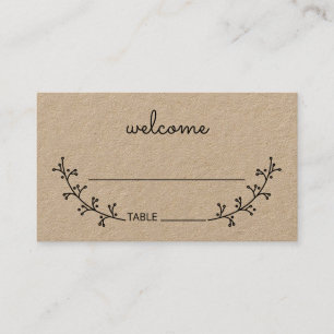 Blank Rustic Laurels Kraft Paper Wedding Place Card