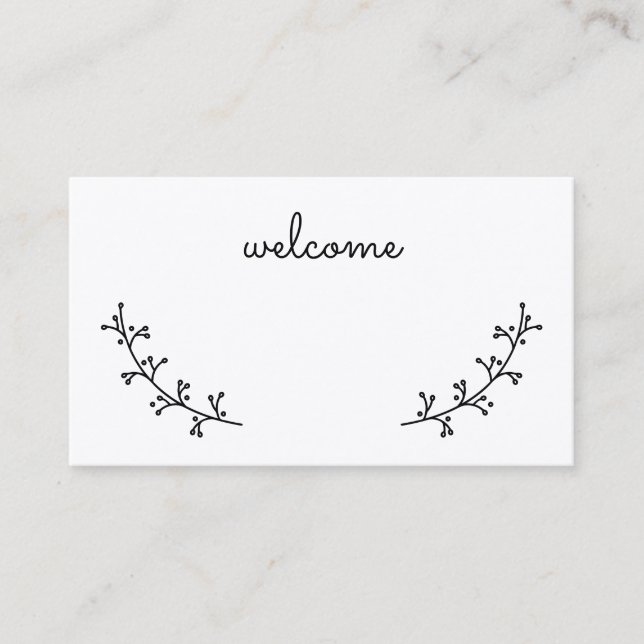 Blank Rustic Laurels Kraft Paper Wedding Place Card (Front)