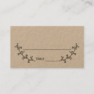 Blank Rustic Laurels Kraft Paper Wedding Place Card