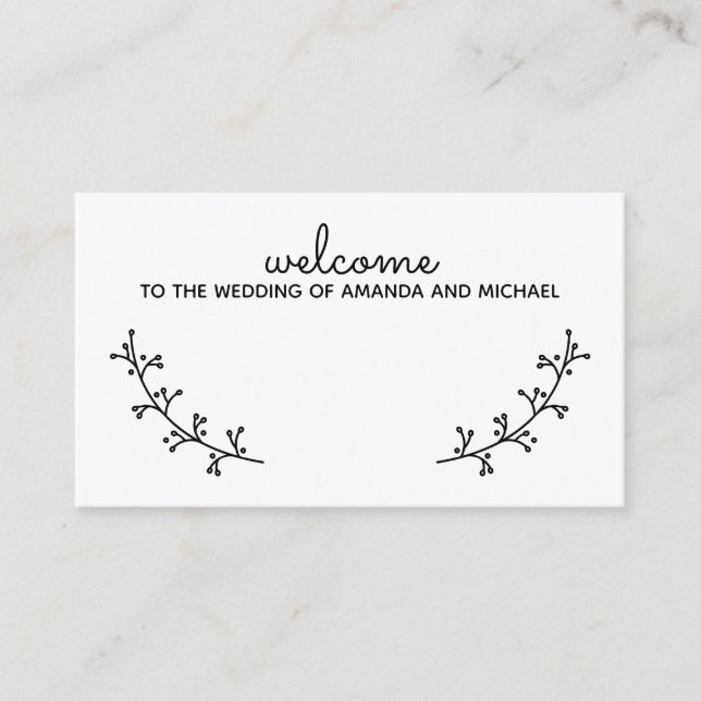 Blank Rustic Laurels Wedding Place Card (Front)