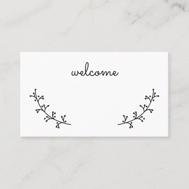 Blank Rustic Laurels Wedding Place Card (Front)
