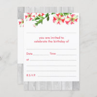 Blank Rustic Watercolor Trailing Petunias Birthday