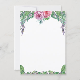 Blank Save the Date Purple Floral Watercolor Invitation