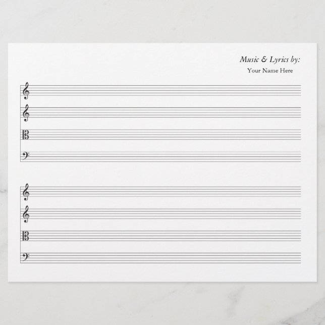 Blank Sheet Music 4 Stave String Quartet (Front)