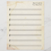 Blank Sheet Music 8 Stave Old Stained Paper