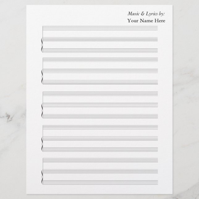 Blank Sheet Music for Piano and Voice (Front)