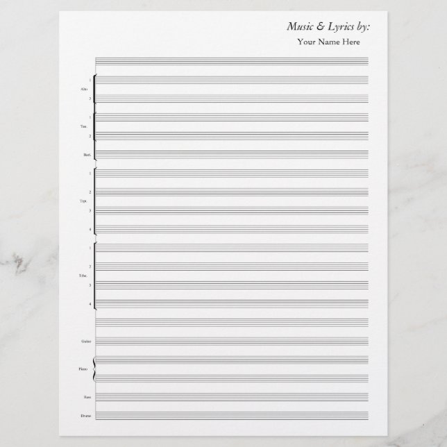 Blank Sheet Music  Jazz Band (Front)