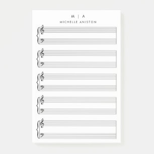Blank Sheet Music Monogram Minimalist Post-it Notes