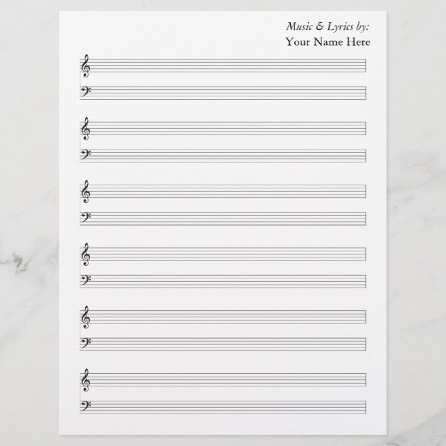 Blank Sheet Music  Piano Staves (Front)