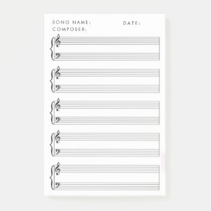 Blank Sheet Music Post-it Notes