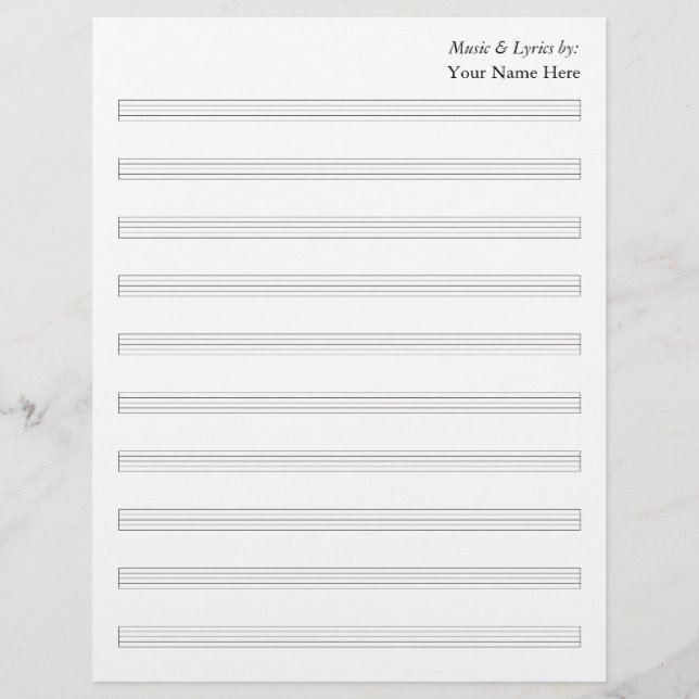 Blank Sheet Music Staves no Clefs (Front)