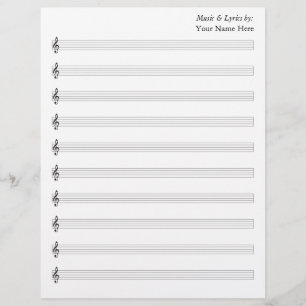 Blank Sheet Music Treble 10 Staves