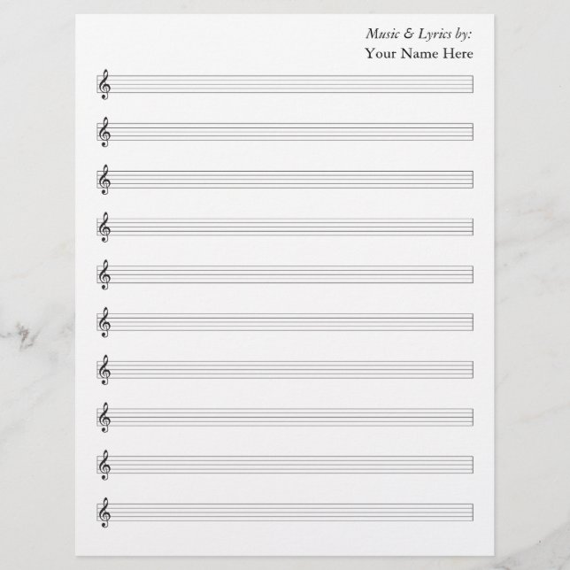 Blank Sheet Music  Treble 10 Staves (Front)