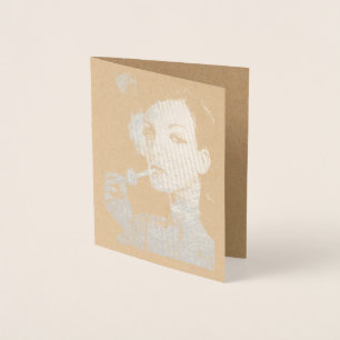 Blank- Smoking Woman in Shining Silver Foil Card
