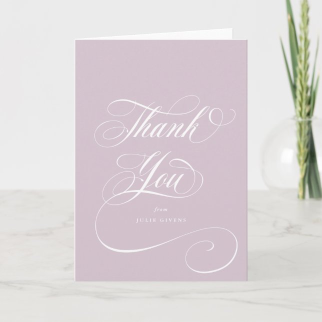 Blank Soft Pink Elegant Script Graduation Thank You Card (Front)
