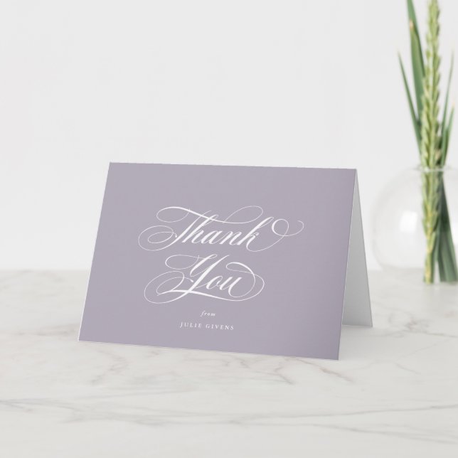 Blank Soft Purple Elegant Script Graduation Thank You Card (Front)