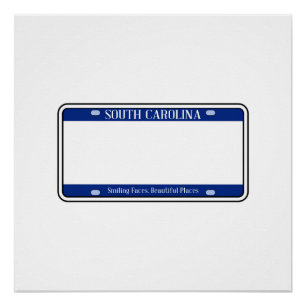Blank South Carolina State License Plate Poster