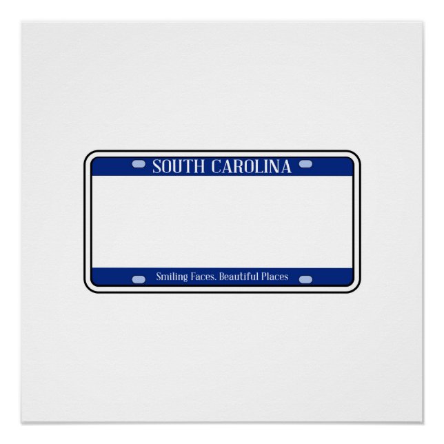 Blank South Carolina State License Plate Poster (Front)