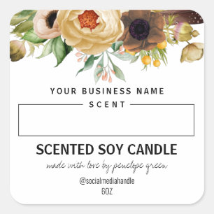 Blank Space White Floral Scented Soy Candle Labels