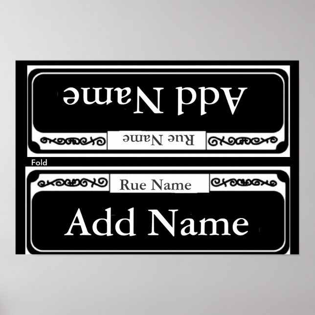 Blank Street Sign, Fold Template  French Quarter Poster (Front)