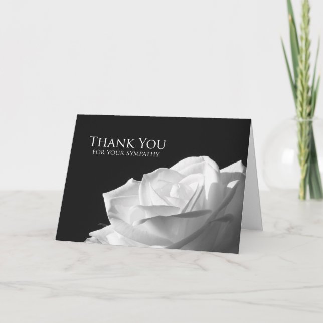 Blank Sympathy Thank You Card -- White Rose (Front)