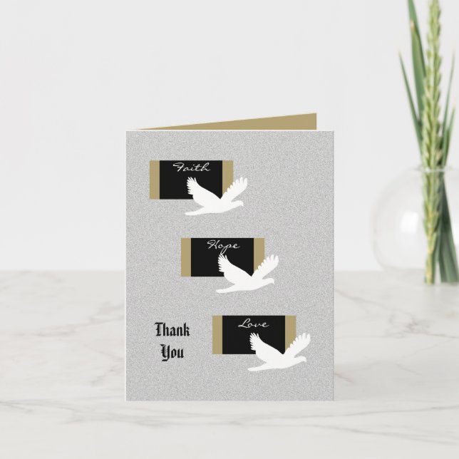 Blank Sympathy Thank You Note Card -- Doves (Front)