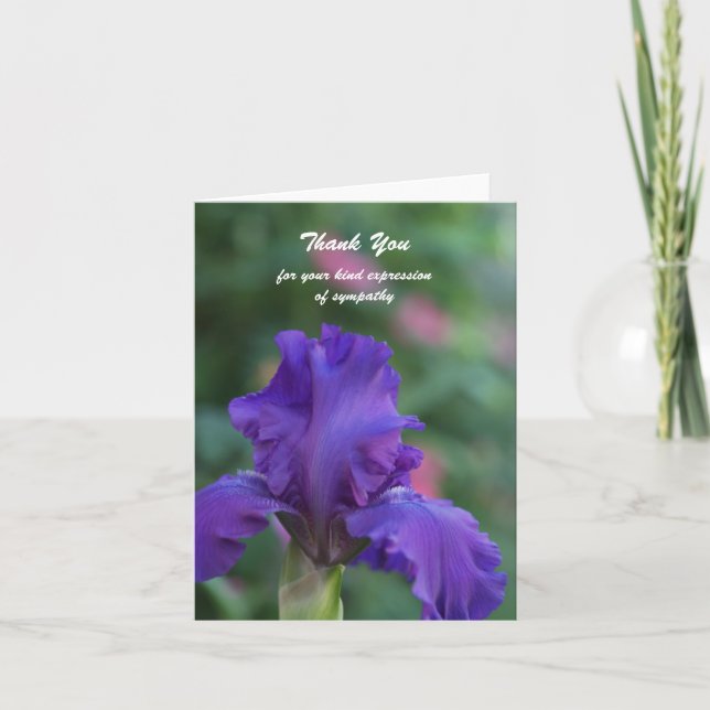 Blank Sympathy Thank You Note Card -- Iris (Front)