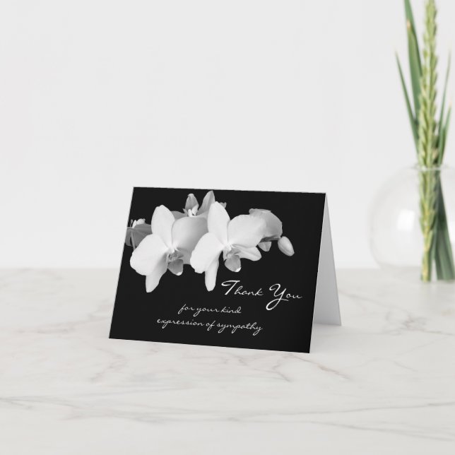 Blank Sympathy Thank You Note Card -- Orchids (Front)
