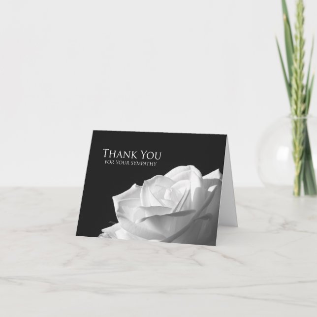 Blank Sympathy Thank You Note Card -- White Rose (Front)