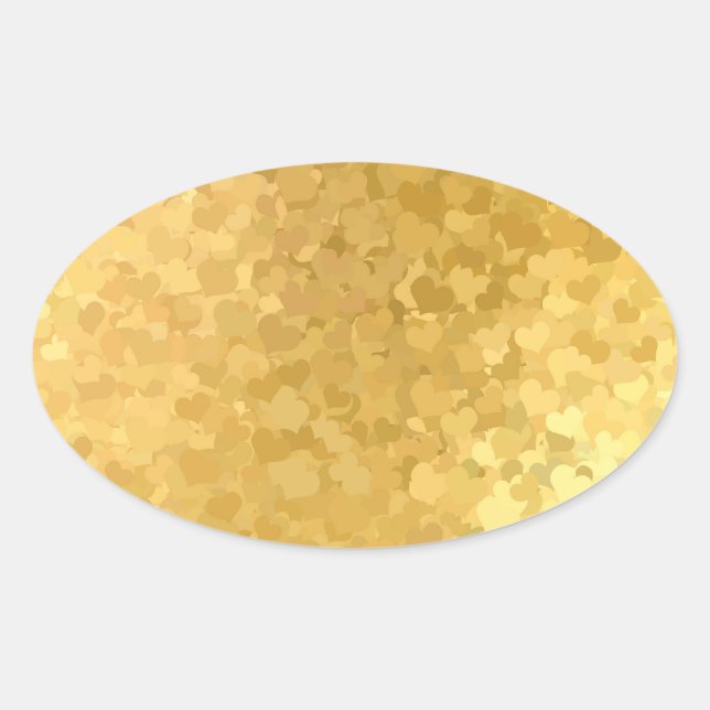 Blank Template Add Your Text Gold Hearts Elegant Oval Sticker (Front)