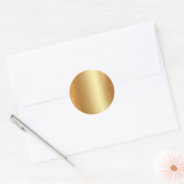 Blank Template Custom Text QR Code Your Logo Gold Classic Round Sticker (Envelope)
