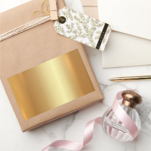 Blank Template Custom Text QR Code Your Logo Gold Rectangular Sticker