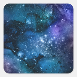 Blank Template, DIY Text Art Logo, W/C & Stars Square Sticker