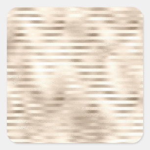 Blank Template DIY Text, Gold Stripes Square Sticker