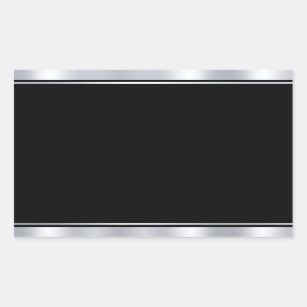 Blank Template Faux Silver Black Add Your Text Rectangular Sticker