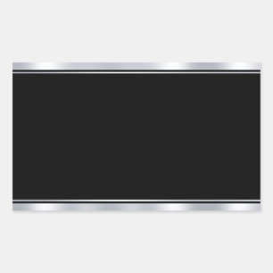 Blank Template Faux Silver Black Add Your Text Rectangular Sticker