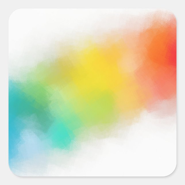 Blank Template Modern Abstract Art Red Yellow Square Sticker (Front)