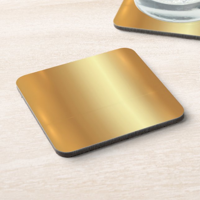 Blank Template Your Custom Text QR Code Gold Logo Coaster (Left Side)
